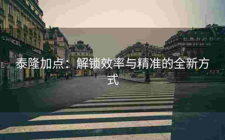 泰隆加点：解锁效率与精准的全新方式